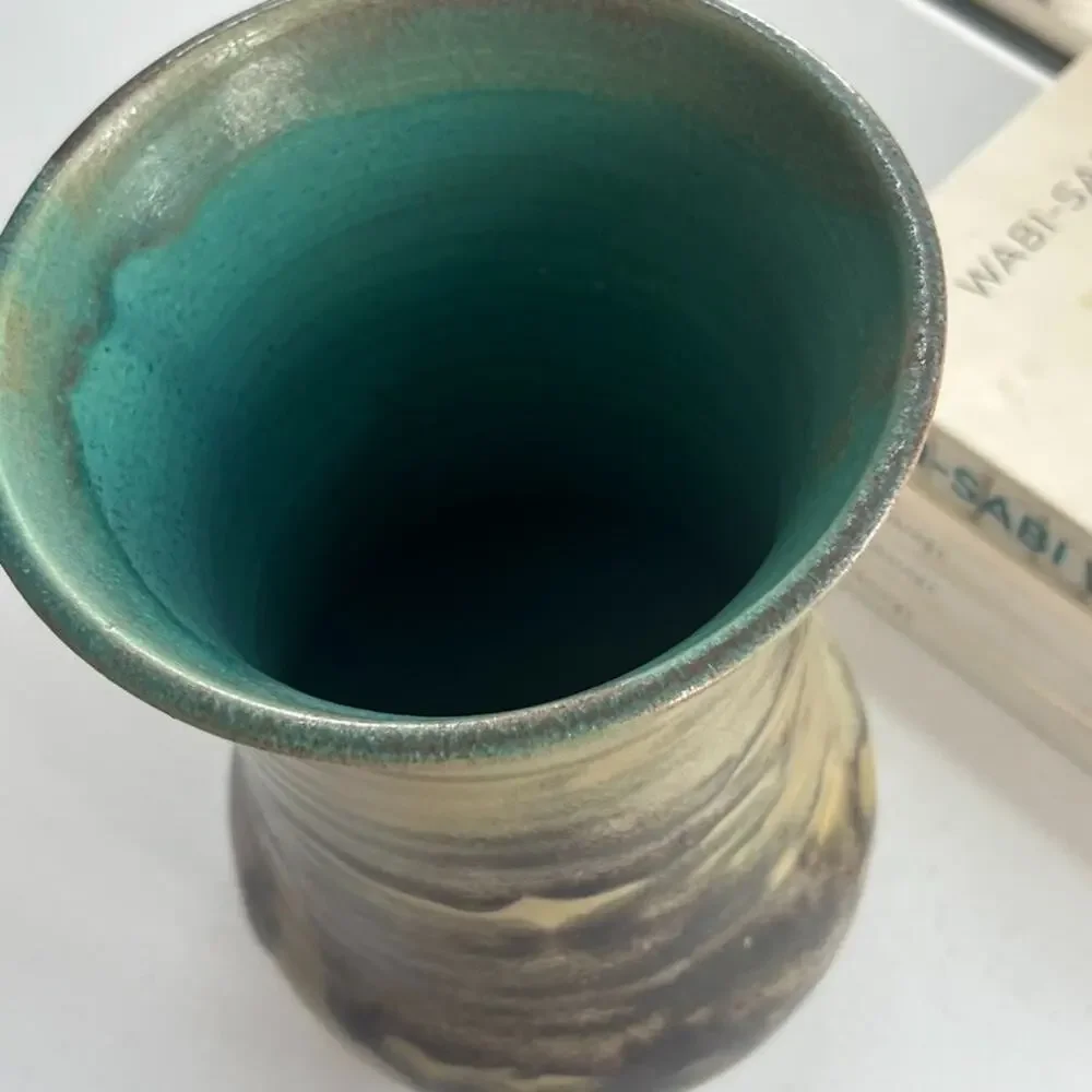 Signed Studio Art Pottery Vase Glazed Hand Thrown Signed Stoneware Frances